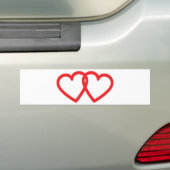 twee rode harten pictogram bumpersticker (Op auto)