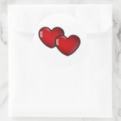 Twee rode harten sticker (Tas)