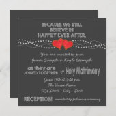 Twee Rode Hearts Chalk Wedden Kaart (Voorkant / Achterkant)