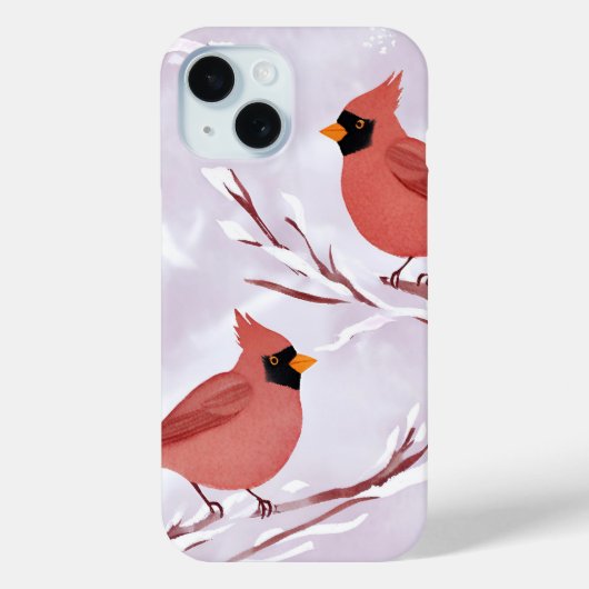 Twee rode kardinalen | Waterverf-herinnering Case-Mate iPhone Case (Achterkant)