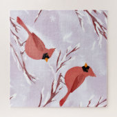 Twee rode kardinalen | Waterverf-herinnering Legpuzzel (Horizontaal)