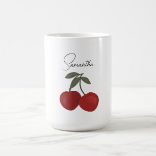 Twee rode kersen Illustratie Mooie Fruit Kunst Koffiemok