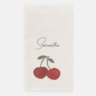 Twee rode kersen Illustratie | Mooie Fruit Kunst Servet