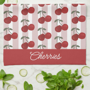 Twee rode kersen Illustratie   Mooie Fruit Kunst  Theedoek