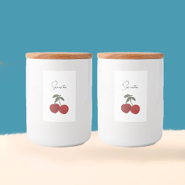 Twee rode kersen Illustratie | Mooie Fruit Kunst Voedselcontainer Etiket