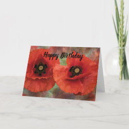 Twee rode klaprozen op een gestructureerde achterg feestdagen kaart