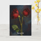 Twee rode rozen houden van elkaar kaart (Gele Bloem)