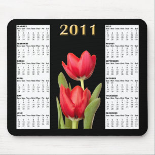 Twee Rode Tulpen 2011 Kalender Mousepad Muismat