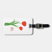 Twee rode tulpen personaliseerden Mr. Bagagelabels (Voorkant horizontaal)