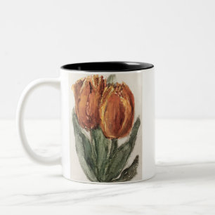 Twee rode tulpen van Sientje Mesdag-van Houten Tweekleurige Koffiemok