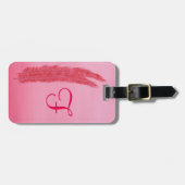 Twee rode veren roze monogram Bagagelabels (Voorkant horizontaal)