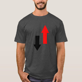 Twee rode zwarte pijlen die naar beneden wijzen t-shirt