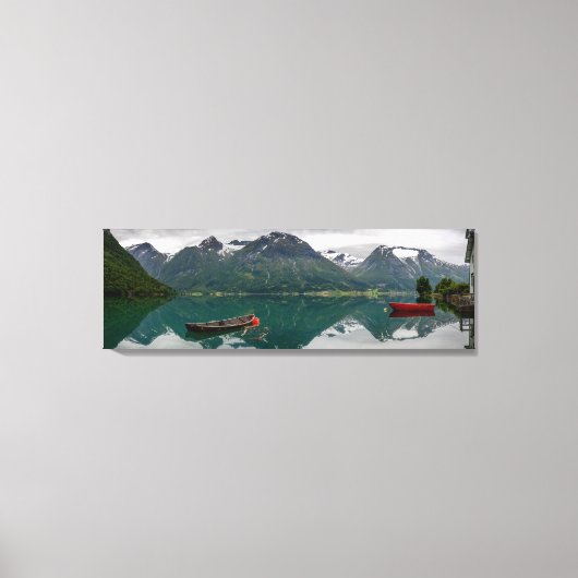 Twee roeiboten met reflectie in een meercanvas canvas afdruk (Voorkant)