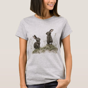 Twee Rokerig Grijze Konijntjes T-shirt