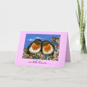 twee roodborstjes liefdeskaart kaart