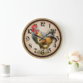 Twee Roosters Land Foto Rustic Clock Grote Klok (Huis)