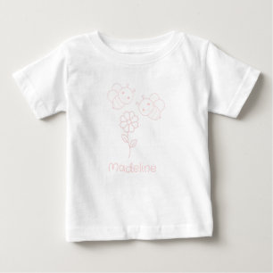 Twee Roze Baby Hommels Eén Roze Madeliefje Naam To