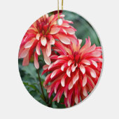 Twee roze dahlia bloemen keramisch ornament (Links)
