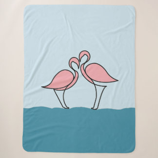 Twee roze flamingo's op groot water sherpa deken