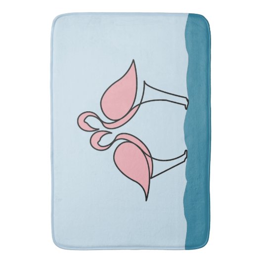 Twee roze flamingo's op het water badmat (Voorkant Verticaal)