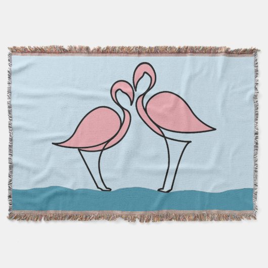 Twee roze flamingo's op het water deken (Voorkant)