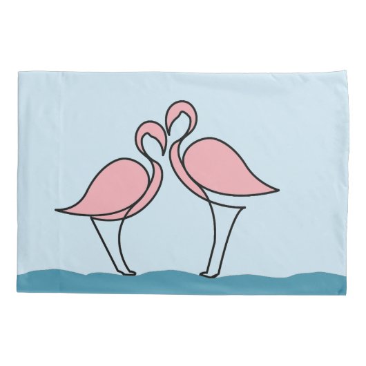 Twee roze flamingo's op het water kussensloop (Achterkant-Links)