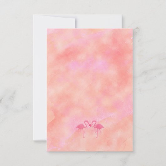 Twee Roze Flamingo's Waterverf Strandbruiloft RSVP (Achterkant)