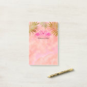 Twee Roze Flamingo's Waterverf Tropical Post it Post-it® Notes (Op bureau)