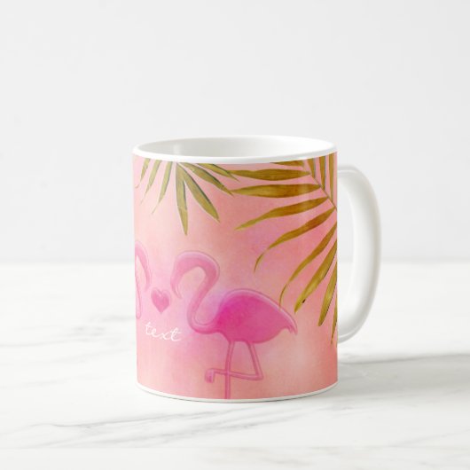 Twee roze flamingo's Waterverf tropische koffie Mo Koffiemok (Voorkant rechts)