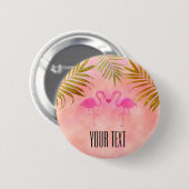 Twee Roze Flamingo's Waterverf Tropische Pin Butto Ronde Button 5,7 Cm (Voorkant /achterkant)