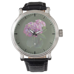 Twee roze hydrangea horloge