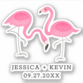 Twee roze illustratie van Flamingos Sticker (Voorkant)