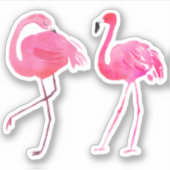 Twee roze illustratie van Flamingos Sticker (Voorkant)