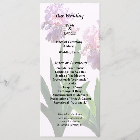 Twee roze irissen programma (Voorkant)