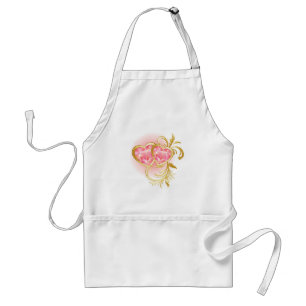 Twee roze juwelen harten standaard schort