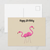 Twee roze lamingos die samen staan briefkaart (Voorkant / Achterkant)