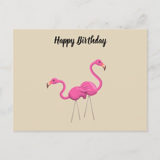 Twee roze lamingos die samen staan briefkaart (Voorkant)