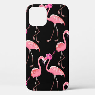 Twee roze vlammen op een zwarte achtergrond. Naadl iPhone 12 Hoesje