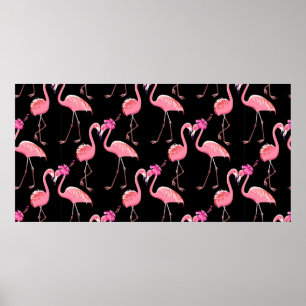 Twee roze vlammen op een zwarte achtergrond. Naadl Poster