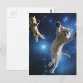 Twee ruimtekatten rond melkweg briefkaart (Voorkant / Achterkant)