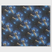 Twee ruimtekatten rond melkweg cadeaupapier (Vlak)