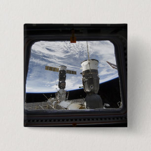 Twee Russische ruimtevaartuigen Vierkante Button 5,1 Cm