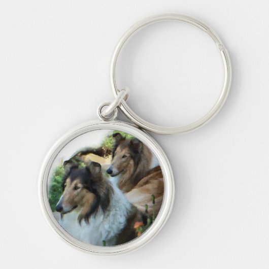 Twee Sable Rough Collies Sleutelhanger (Voorkant)
