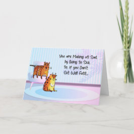 Twee sad-comische katten, omdat het kind ziek is kaart