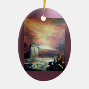 TWEE SAINT JOHN EN FALLEN ANGEL KERAMISCH ORNAMENT