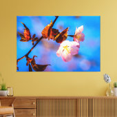 Twee Sakura Flowers op blauw Canvas Afdruk (Insitu (Woonkamer))