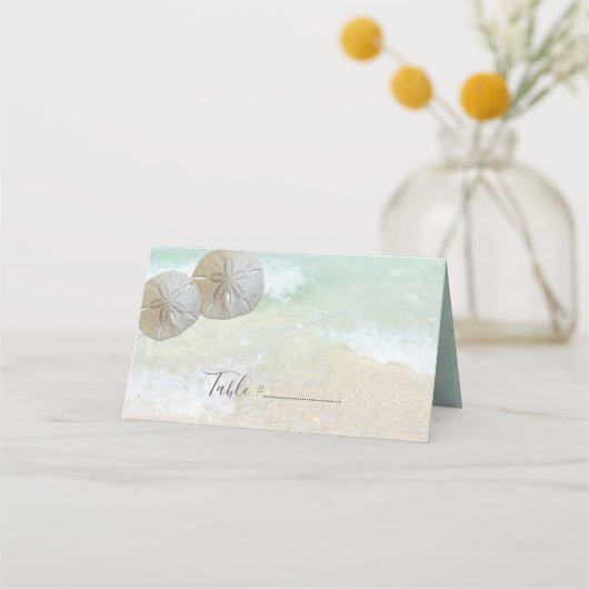 Twee Sand Dollars Standing Place Card Table Number (Voorkant)
