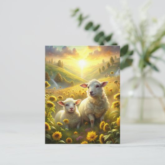 Twee schapen briefkaart (Staand voorkant)