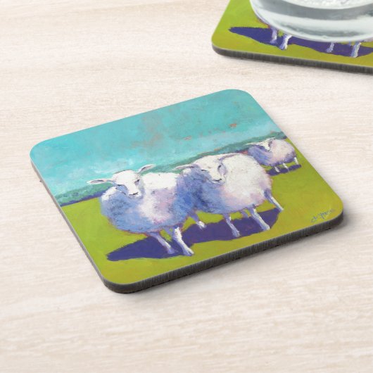 Twee schapen in het veld bier onderzetter (Linkerzijde)