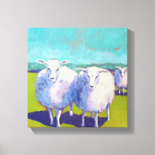Twee schapen in veld 2 canvas afdruk (Voorkant)